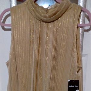 Maison Tara Gold Sleeveless Dress